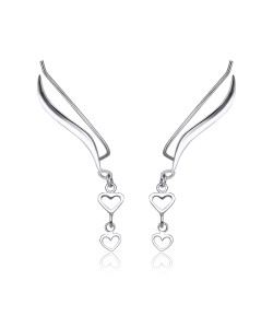 Silver Leafy Heart Shaped Earrings EL-132